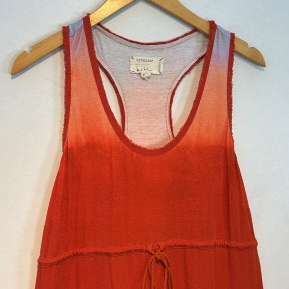 Nicole Miller Artelier Empire Maxi dress Orange Blue Racerback Stretch Women M - Picture 10 of 12